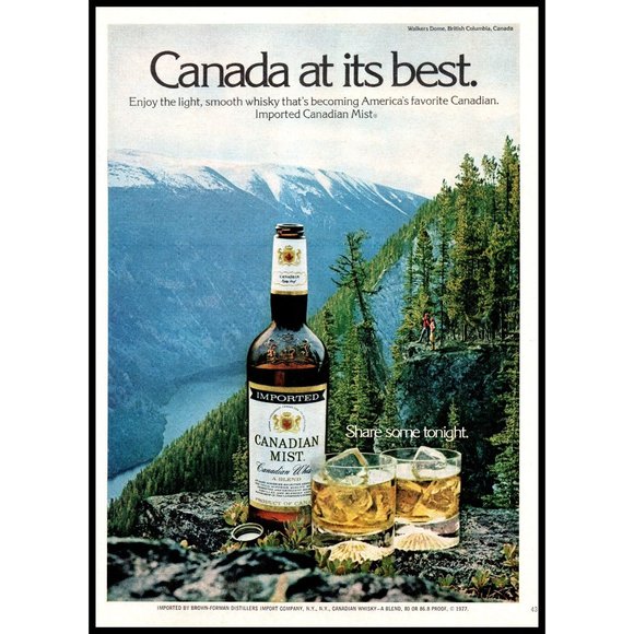 1978 Canadian Mist Whisky Vintage Print Ad Walkers Dome British Columbia BC Art - Picture 1 of 1